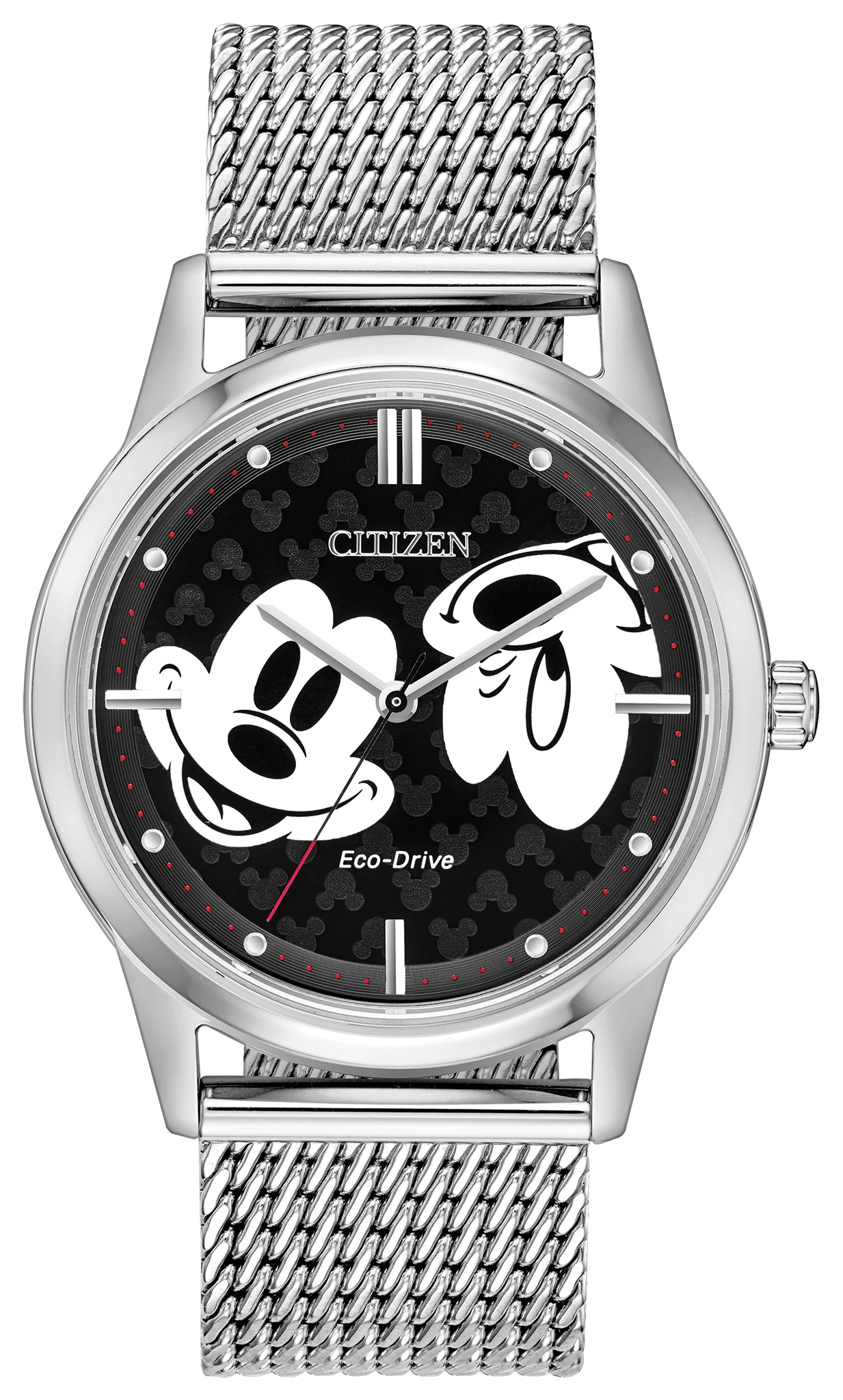 Mickey Mouse Black Dial Stainless Steel Bracelet FE7060-56W | CITIZEN